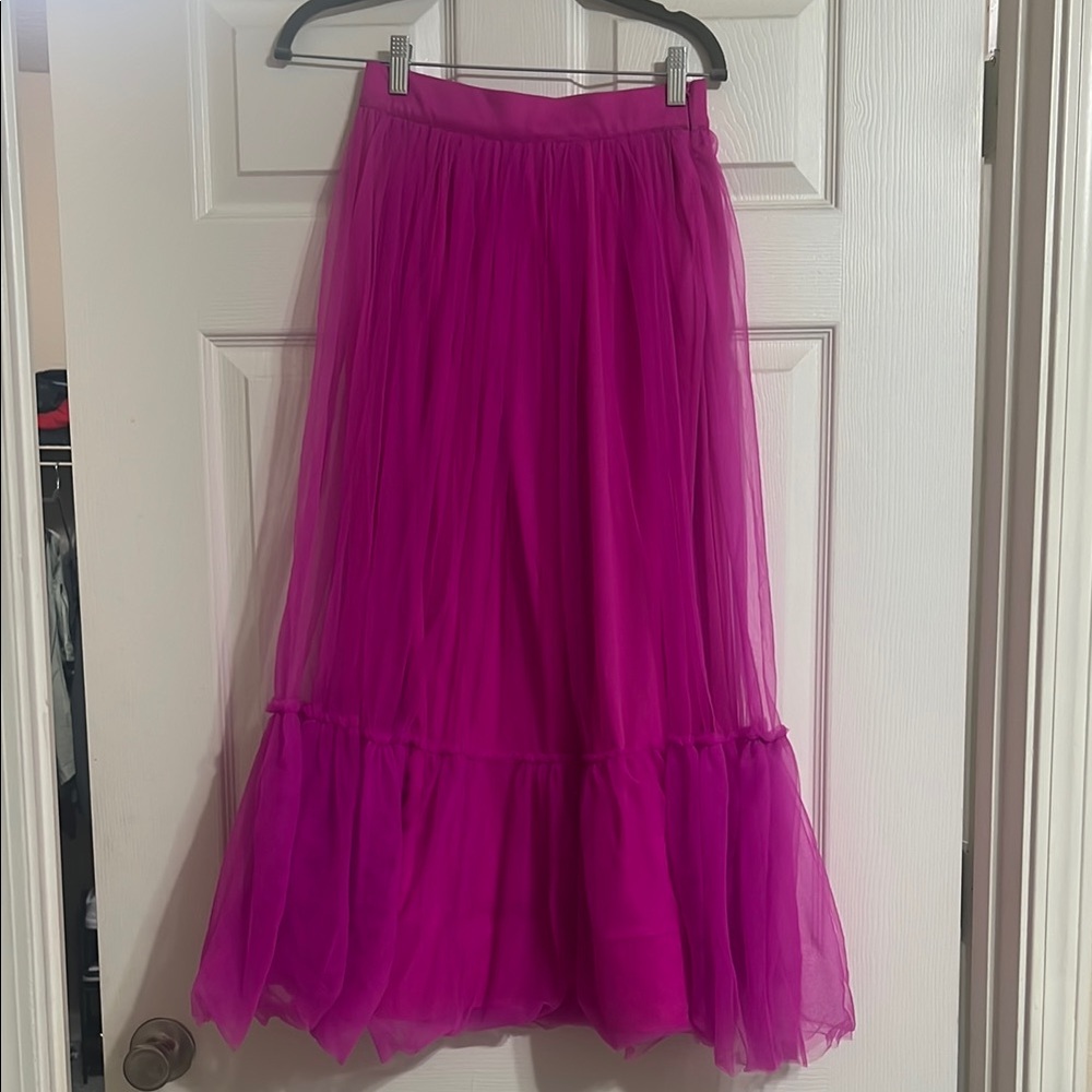 Anthropologie Pink Tiered Maxi Skirt A-line Cocktail